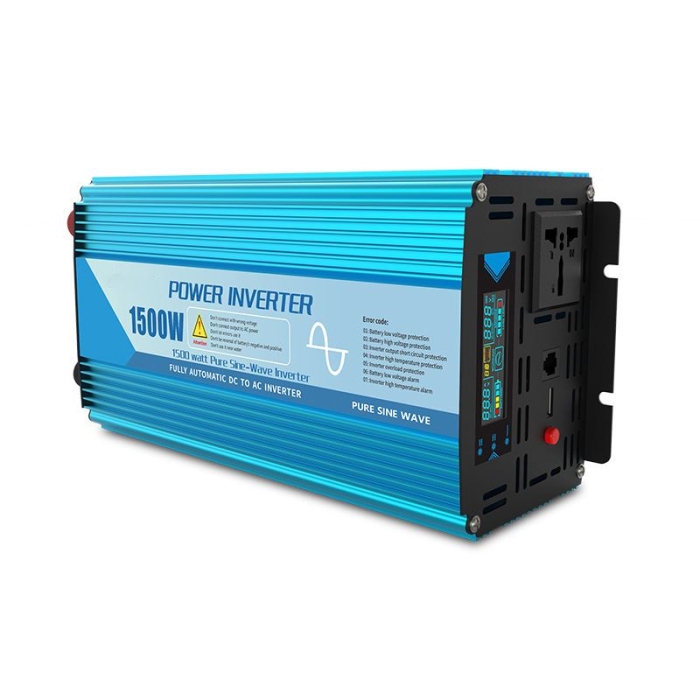 12v 24v DC to AC 110v 220v 1500w Pure Sine Wave Inverter With Battery Charger
