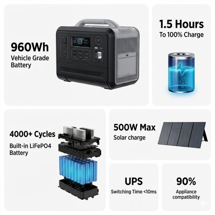 N033 1200W Portable Power Station With UPS mode