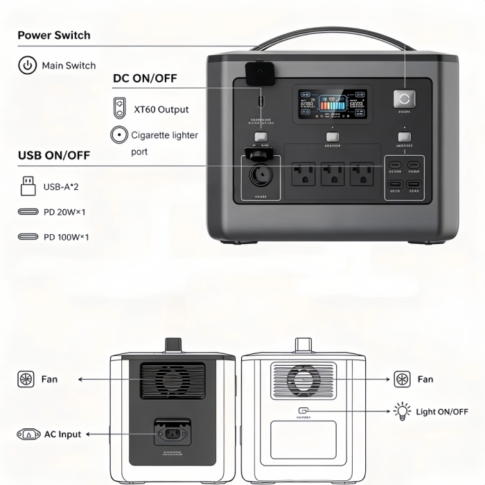 N085 800W Solar Generator Portable Power Station With UPS mode